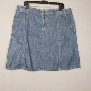 Eddie Bauer Plus Size 18 Jean Skirt Denim Mini Pleated Y2K 100% Cotton Classic
